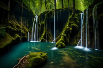 Wall Mural - waterfall in the jungle