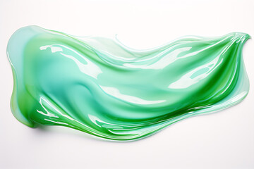 Wall Mural - A clear, transparent aloe lotion-like beauty smear of gel is displayed on a white background.