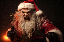 Bad Santa Claus Screaming Feeling Craziness And Madness. Generative AI