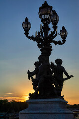 Wall Mural - Fragment of Alexander III Bridge at sunrise, Paris