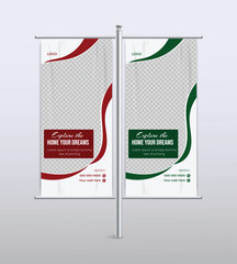 real estate house property lamp post advertising pole banner design template