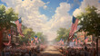 © Love Mohammad - a panoramic view of a small-town parade, featuring marching bands, floats, and enthusiastic participants celebrating the spirit of Independence Day
