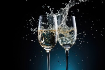 Wall Mural - Champagne glass filled with sparkling drink, AI Generated