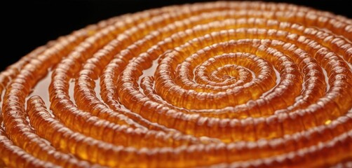 Wall Mural -  a close up of a plate with a spiral design in the middle of the plate, on a black background.