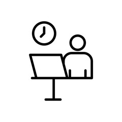 Poster - flexible schedule work icon. office or remotely working hours with flexibility and adaptivity symbol. freelancer with laptop and tight deadline vector sign. remote job meeting with flexible schedule 