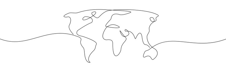 Wall Mural - earth day concept, world map line continuous, world map one line icon – stock vector