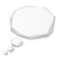 Poster - White blank paper speech bubble, geometric chat sign icon - vector