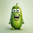 Cute Cartoon Cucumber Pickle Character with Big Eyes