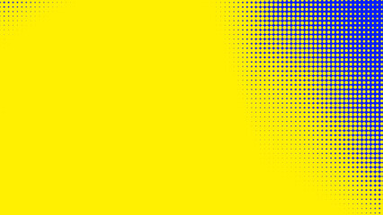 Poster - Dots halftone blue yellow color pattern gradient texture with technology digital background. Dots pop art comics with summer background.
