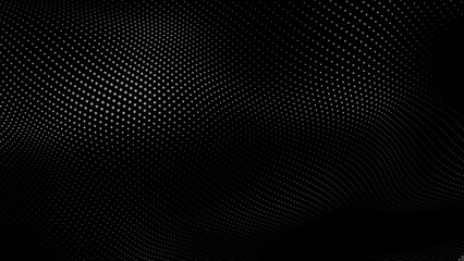 Aufkleber - Dot white black wave technology texture background. Abstract big data digital concept. 3d rendering.