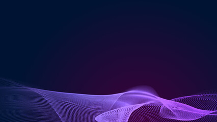 Poster - Abstract dot blue purple wave gradient texture technology background.