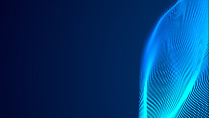 Poster - Abstract dot white blue wave gradient texture technology background.