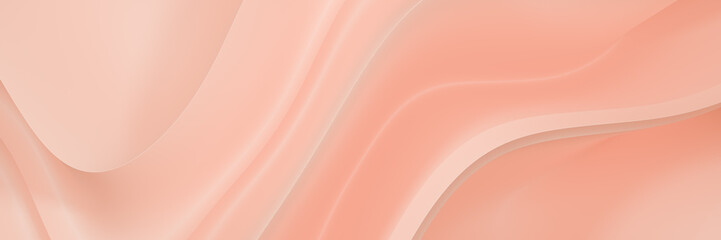 Poster - Dynamic gentle waves. Curve shape. Abstract peach background. 3D rendering