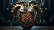 Steam punk heart made out of metal parts. 3d concept. 