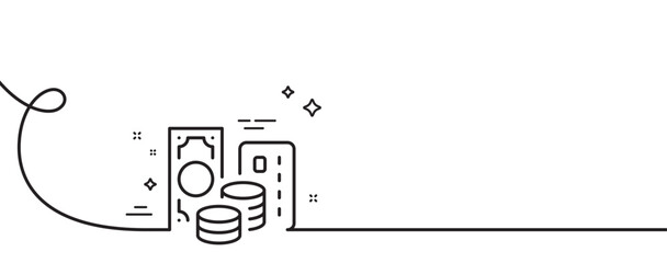 Poster - credit card line icon. continuous one line with curl. change money sign. cash banknotes symbol. cred
