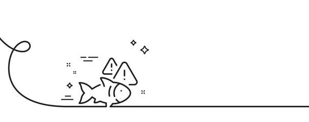 Poster - fish line icon. continuous one line with curl. fishing catch sign. aquarium attention symbol. fish s