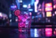 neon drink on bar, punk rock aesthetic, anime aestheti