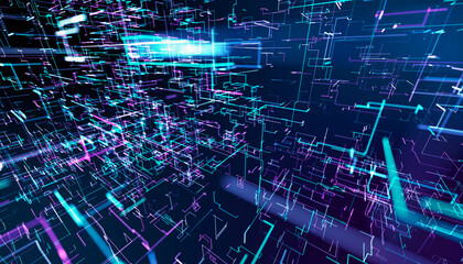 Wall Mural - abstract technology background made of lines
