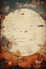 Aufkleber - A white circle painted on a wooden surface. Suitable for various design projects