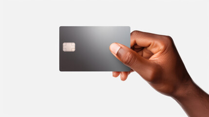 Poster - Hand holding a credit card against a white background. This image can be used for financial transactions and online shopping