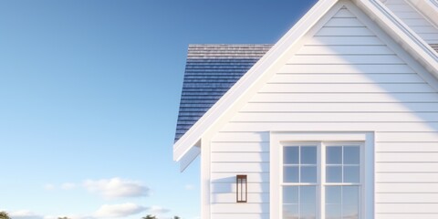 Poster - A picture of a white house with a beautiful blue sky in the background. Suitable for various uses