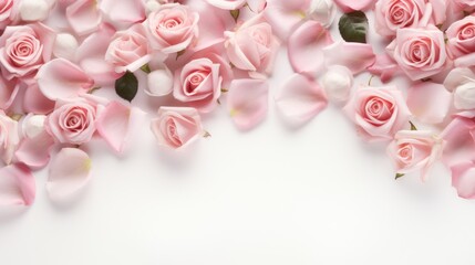 Sticker - A beautiful arrangement of pink roses displayed on a clean white surface. Perfect for adding a touch of elegance to any project or design