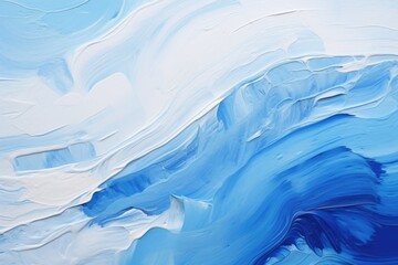 Poster - An abstract painting featuring blue and white paint. Suitable for various artistic and creative projects