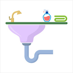 Canvas Print - Sink Icon, Water Sink Icon, Kitchen Sink Icon