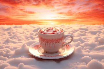 Poster - A cup of coffee sitting on top of a saucer. Suitable for cafes, restaurants, or coffee-related designs