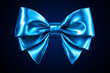 © -=RRZMRR=- - neon foil bow decoration holiday, blue color metallic, isolated on black background