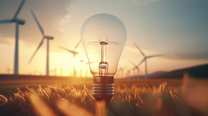 Sticker - A light bulb placed in the middle of a beautiful wheat field. This image can be used to symbolize creativity, innovation, and inspiration