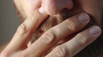 Aufkleber - A close-up view of a person with a beard. This image can be used to depict masculinity, fashion, or personal grooming
