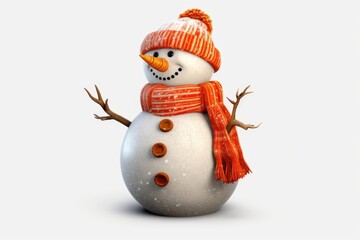 Poster - A snowman wearing a cozy knitted hat and scarf. Perfect for winter-themed designs and holiday projects