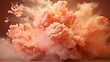A peach fuzz pink cloud of powder is exploding on a wooden floor, AI