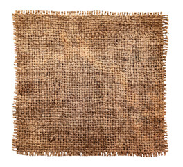 Wall Mural - Burlap texture. A piece of torn burlap on a white background. Canvas. Packing material