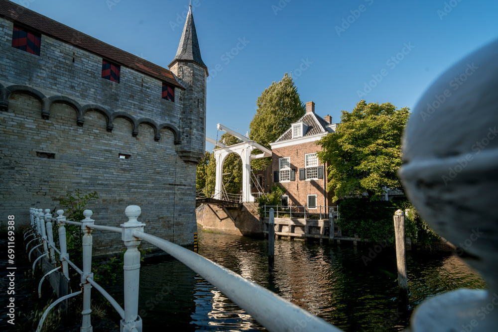 Dutch Draw Bridge and medieval fortifications of a water gate with ...