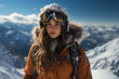 beautiful woman enjoys snowboarding down the mountains, feeling the wind in their hair and conquering snowy peaks	