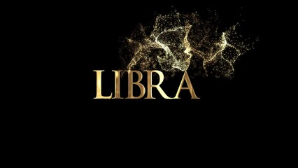 libra zodiac sign name, horoscope, gold particles alpha channel
