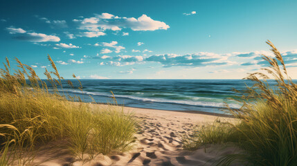 Wall Mural - A Beautiful White Sand Beach on the Coastline in the afternoon