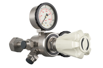 Poster - Pressure regulator with reducing valve, 3D rendering isolated on transparent background