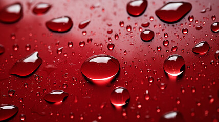 Sticker - Water drops on a red surface