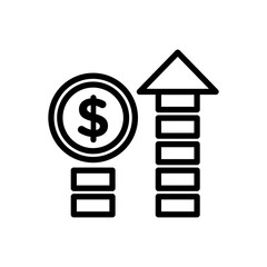 Poster - Capital icon. business financial cost or dollar price increase or company expense and revenue profit gain and growth vector mark. Increase capital spending or asset wealth growth symbol line logo