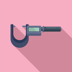 Poster - Digital micrometer machining icon flat vector. Scale precise. Work steel tool