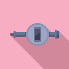 Poster - Plastic digital micrometer icon flat vector. Scale precise machine. Device tool