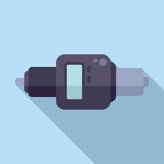 Poster - Big digital micrometer icon flat vector. Scale tool. Number metal object
