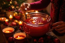 Warm Mexican Ponche Navideno, A Traditional Fruit Punch For Las Posadas
