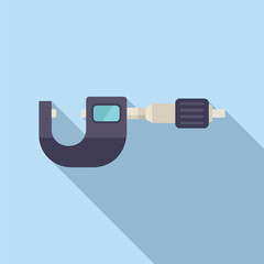 Poster - Work digital micrometer icon flat vector. Number precision tool. Exact industrial gauge