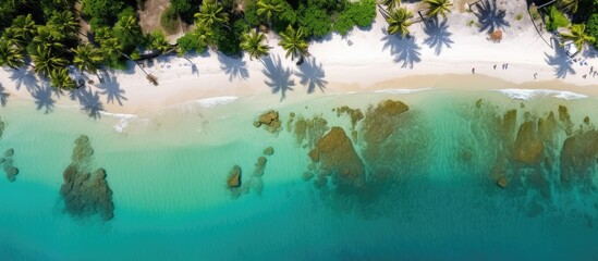 Canvas Print - A top view of Pulau Besar of Mersing Johor It has crystal clear beach. Copy space image. Place for adding text