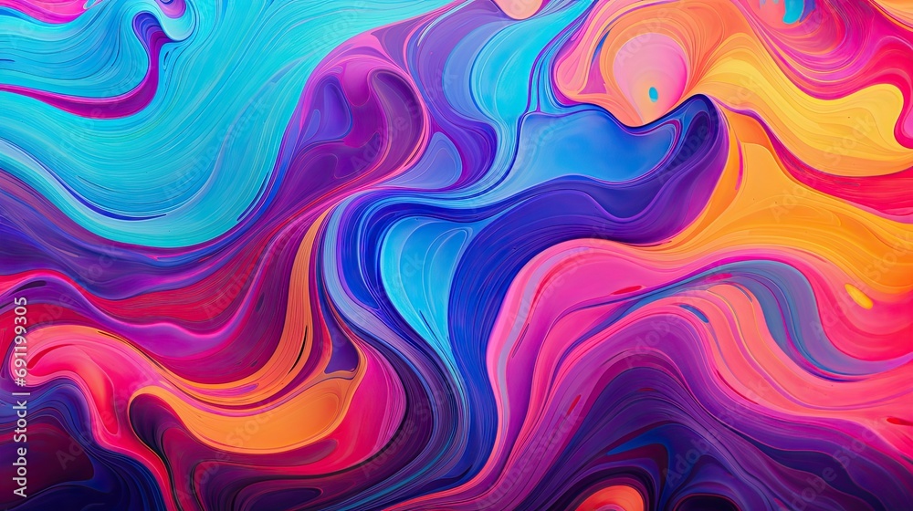 an Abstract liquid rainbow, flowing bright colors in a horizontal ...