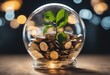 Invest to energy concept - euro in bulb - piggybank